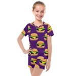 Burger Pattern Kids  Mesh Tee and Shorts Set