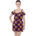 Burger Pattern Ruffle Cut Out Chiffon Playsuit View1