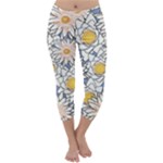 Flowers Pattern Lotus Lily Capri Winter Leggings 