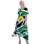 Mosaic Shapes Cross Front Sharkbite Hem Maxi Dress