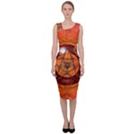 Awesome Skull On A Pentagram With Crows Sleeveless Pencil Dress