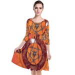 Awesome Skull On A Pentagram With Crows Quarter Sleeve Waist Band Dress