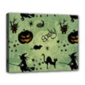 Funny Halloween Pattern With Witch, Cat And Pumpkin Canvas 14  x 11  (Stretched) View1