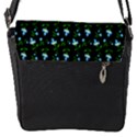 Carnation Pattern Black Flap Closure Messenger Bag (S) View1