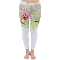 Phalenopsis Orchid White Lilac Watercolor Aquarel Classic Winter Leggings