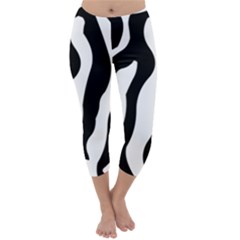 Wild Zebra Pattern Black And White Capri Winter Leggings 