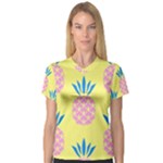 Summer Pineapple Seamless Pattern V-Neck Sport Mesh Tee
