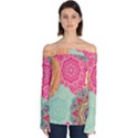 Art Abstract Pattern Off Shoulder Long Sleeve Top View1