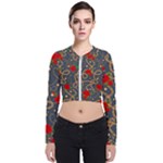 GOLDEN CHAIN PATTERN WITH ROSES Long Sleeve Zip Up Bomber Jacket