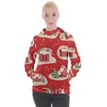 Christmas New Year Seamless Pattern Women s Hooded Pullover