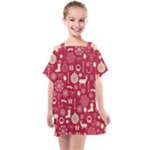 Christmas Pattern Background Kids  One Piece Chiffon Dress