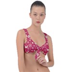 Christmas Pattern Background Front Tie Bikini Top