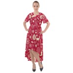 Christmas Pattern Background Front Wrap High Low Dress