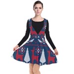Knitted Christmas Pattern Plunge Pinafore Dress