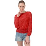 Modern Red And White Confetti Pattern Banded Bottom Chiffon Top