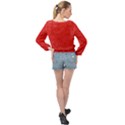 Modern Red And White Confetti Pattern Banded Bottom Chiffon Top View2