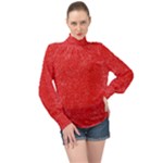 Modern Red And White Confetti Pattern High Neck Long Sleeve Chiffon Top