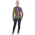 Multicolored Vibran Abstract Textre Print Velour Zip Up Jacket View2