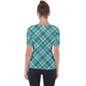 Tartan Scotland Seamless Plaid Pattern Vintage Check Color Square Geometric Texture Shoulder Cut Out Short Sleeve Top View2