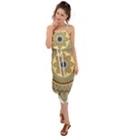 Motif Circle Vintage Circular Pattern Waist Tie Cover Up Chiffon Dress