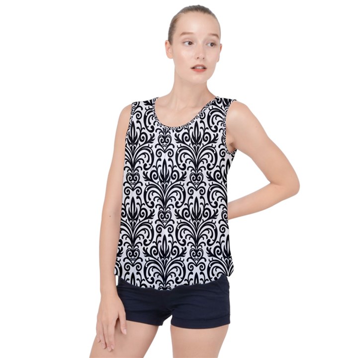 Overlay Transparent Pattern Bubble Hem Chiffon Tank Top
