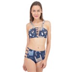 Colorful Cute Cats Seamless Pattern Cage Up Bikini Set