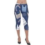 Colorful Cute Cats Seamless Pattern Lightweight Velour Capri Leggings 