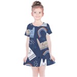 Colorful Cute Cats Seamless Pattern Kids  Simple Cotton Dress