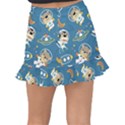 Seamless Pattern Funny Astronaut Outer Space Transportation Fishtail Mini Chiffon Skirt View2
