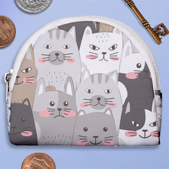 Cute Cats Seamless Pattern Horseshoe Style Canvas Pouch