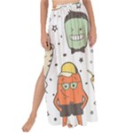 Funny Seamless Pattern With Cartoon Monsters Personage Colorful Hand Drawn Characters Unusual Creatu Maxi Chiffon Tie-Up Sarong
