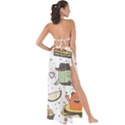 Funny Seamless Pattern With Cartoon Monsters Personage Colorful Hand Drawn Characters Unusual Creatu Maxi Chiffon Tie-Up Sarong View2