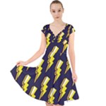 Pop Art Pattern Cap Sleeve Front Wrap Midi Dress