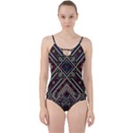 Zentangle Style Geometric Ornament Pattern Cut Out Top Tankini Set