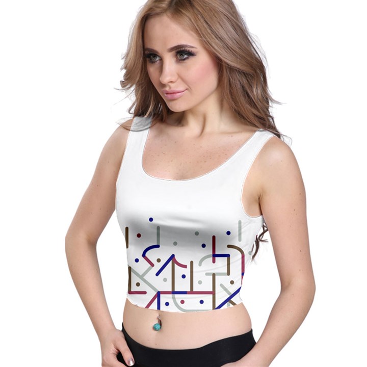 Lines And Dots Motif Geometric Print Crop Top