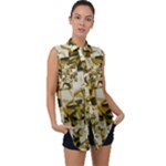 Random Design Sleeveless Chiffon Button Shirt