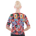 Vintage Retro Cassette Tape Pattern Design Template Cropped Button Cardigan View2