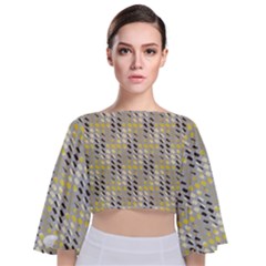 Color Tiles Tie Back Butterfly Sleeve Chiffon Top