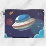 Ufo Alien Spaceship Galaxy Canvas Cosmetic Bag (XXL)