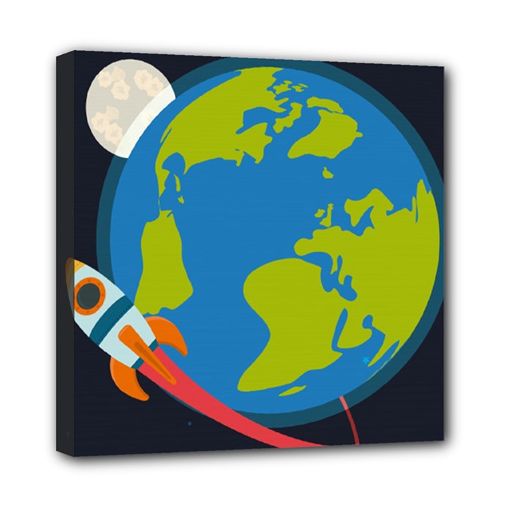 Spaceship Design Mini Canvas 8  x 8  (Stretched)