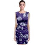 Space Sketch Seamless Pattern Classic Sleeveless Midi Dress