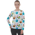 Birds Pattern Design Women s Long Sleeve Raglan Tee