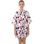 Cute cherry pattern Half Sleeve Satin Kimono 