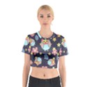 Owl stars pattern background Cotton Crop Top View1