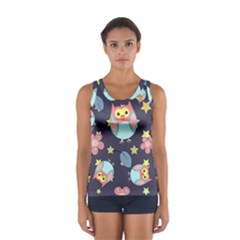 Owl Stars Pattern Background Sport Tank Top 
