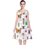 Insects seamless pattern V-Neck Midi Sleeveless Dress 