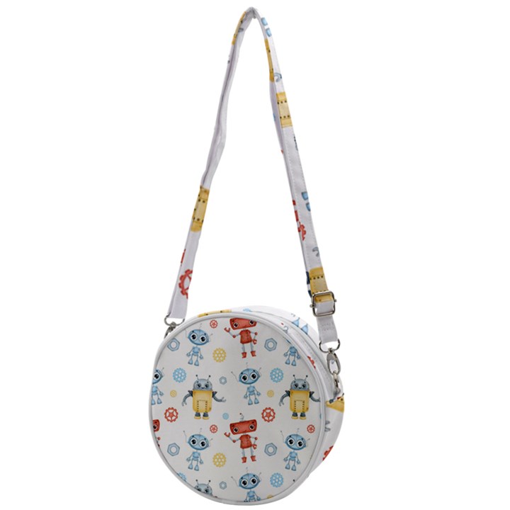 Cute cartoon robots seamless pattern Crossbody Circle Bag