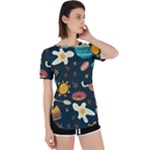 Seamless pattern with breakfast symbols morning coffee Perpetual Short Sleeve T-Shirt