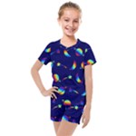 Space pattern Colourful Kids  Mesh Tee and Shorts Set
