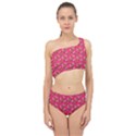 Clown Ghost Pattern Pink Spliced Up Two Piece Swimsuit View1